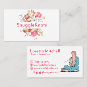 Tarjeta De Visita Cuto rosa de punto bonito y profesional