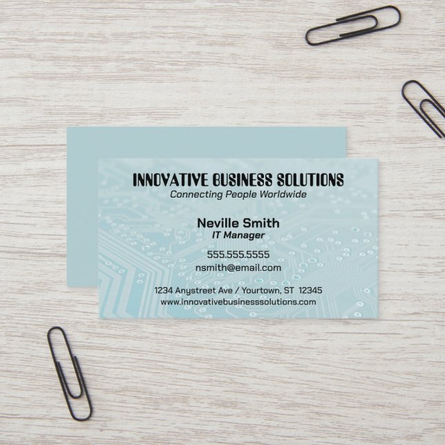 Tarjeta De Visita Cyan Circuit Board Tech Computers IT (Anverso/Reverso In Situ)