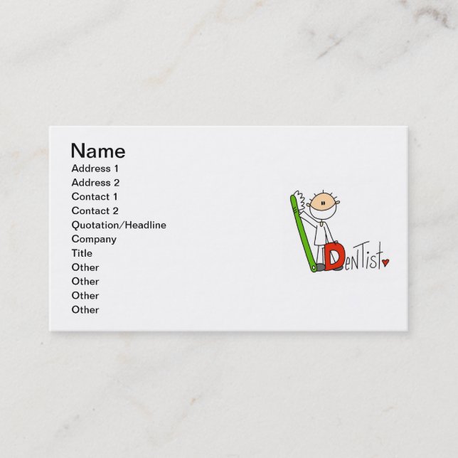 Tarjeta De Visita D está para el dentista (Anverso)