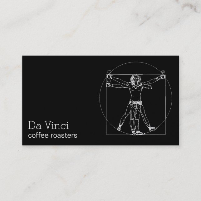 Tarjeta De Visita Da Vinci coffee roasters minimal vitruvian man (Anverso)