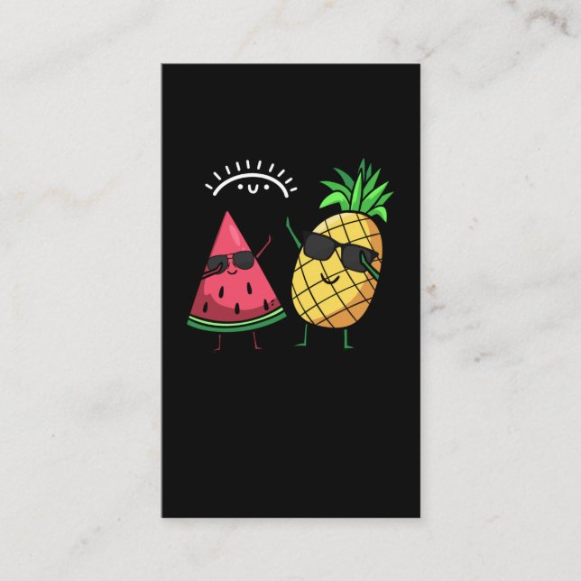 Tarjeta De Visita Dabbing Watermelón Piña Piña Kawaii Frutas de vera (Anverso)