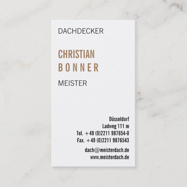 Tarjeta De Visita Dachdecker Visitenkarten (Anverso)