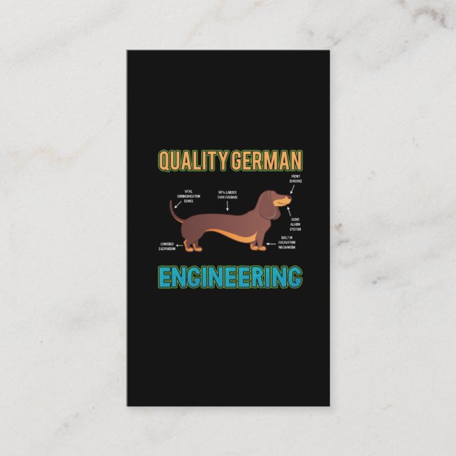 Tarjeta De Visita Dachshund Alemán Ingeniería Perra Animal amante (Anverso)