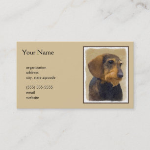 Tarjeta De Visita Dachshund (Caballo alambrado) Pintura original de 