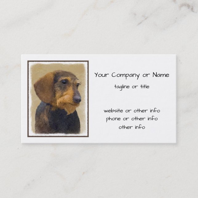 Tarjeta De Visita Dachshund (Caballo alambrado) Pintura original de  (Anverso)