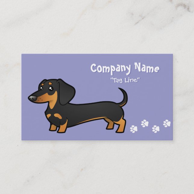 Tarjeta De Visita Dachshund del dibujo animado (capa lisa) (Anverso)