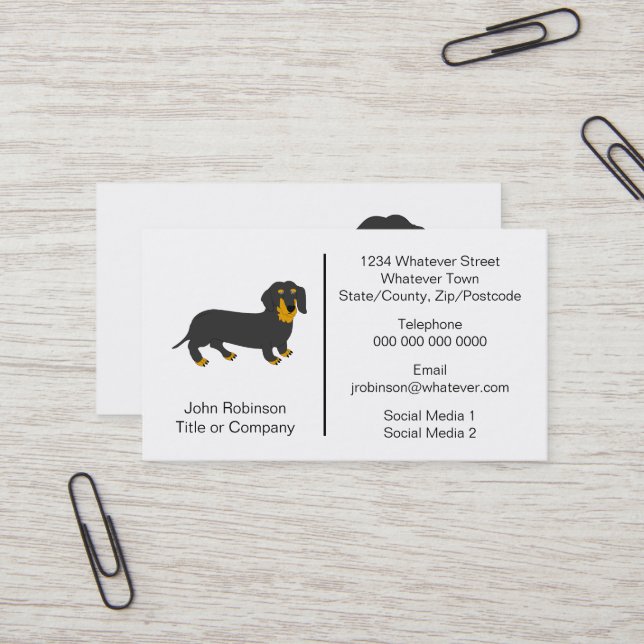 Tarjeta De Visita Dachshund Dog Design Boarding Kenels (Anverso/Reverso In Situ)