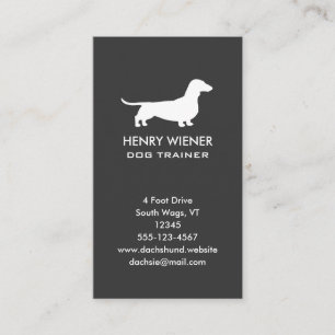 Tarjeta De Visita Dachshund Dog Silhouette   Vertical de perro Masco
