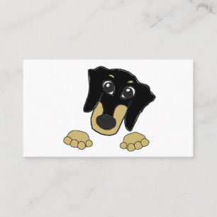 Tarjeta De Visita dachshund negro y personalizado de peeking de colo