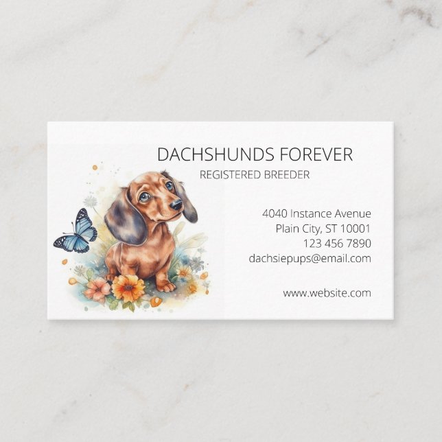 Tarjeta De Visita Dachshund Puppys Perro Breeder (Anverso)
