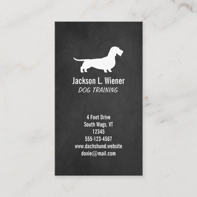 Tarjeta De Visita Dachshund Silhouette Chalkboard Style (Anverso)