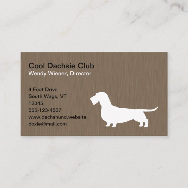 Tarjeta De Visita Dachshund Silhouette | Perro Mascota Wiener (Anverso)
