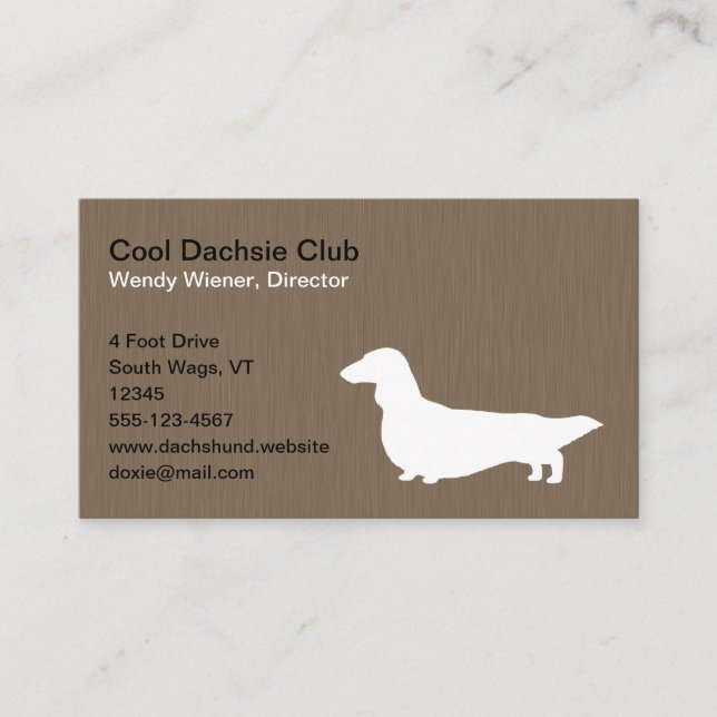 Tarjeta De Visita Dachshund Silhouette | Perro Mascota Wiener (Anverso)