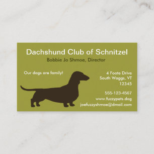 Tarjeta De Visita Dachshund Silhouette   Perro Mascota Wiener   Perr
