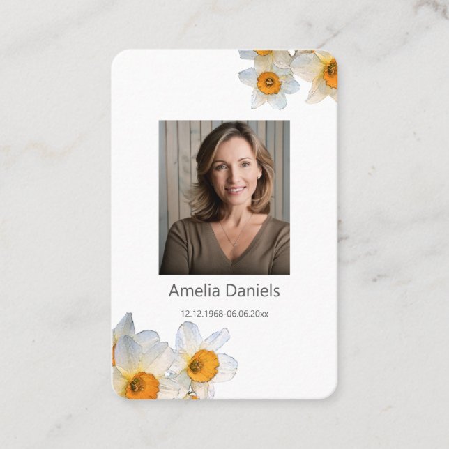 Tarjeta De Visita Daffodil Funeral Prayer Card  (Anverso)