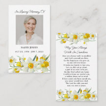 Daffodil Memorial Photo Funeral Prayer Card