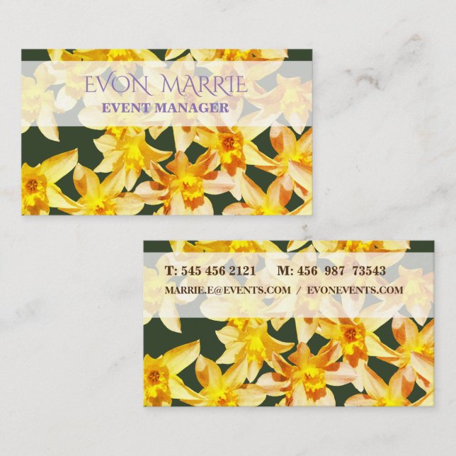 Tarjeta De Visita Daffodils floral Busines Card (Anverso / Reverso)