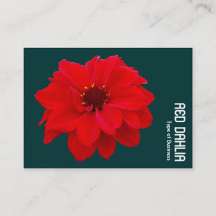 Tarjeta De Visita Dahlia roja - Verde oscuro