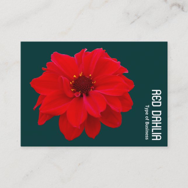 Tarjeta De Visita Dahlia roja - Verde oscuro (Anverso)