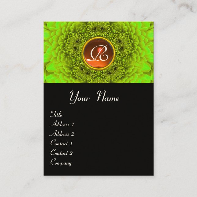Tarjeta De Visita DAHLIA VERDE MONOGRAM AGOTADO naranja amarillo neg (Anverso)
