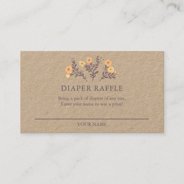 Tarjeta De Visita Dainty Florals Elegant BABY SHOWER Kraft Card (Anverso)