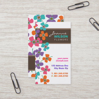 Tarjeta De Visita Daisies alegres y coloridos pop verano flores capr
