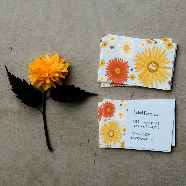 Tarjeta De Visita Daisies coloridos Azul suave (Subido por el creador)
