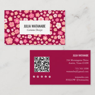 Tarjeta De Visita Daisies Dulce Floral Código QR Moda de medios soci