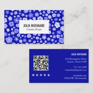 Tarjeta De Visita Daisies Dulce Floral Código QR Moda de medios soci