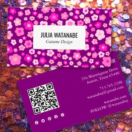 Tarjeta De Visita Daisies Dulce Floral Código QR Moda de medios soci
