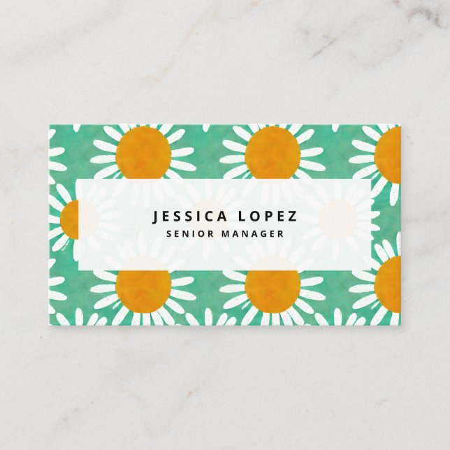 Tarjeta De Visita Daisies Floral Cutouts Patrón profesional (Anverso)