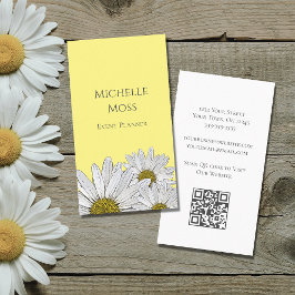 Tarjeta De Visita Daisies modernos código QR Amarillo lindo