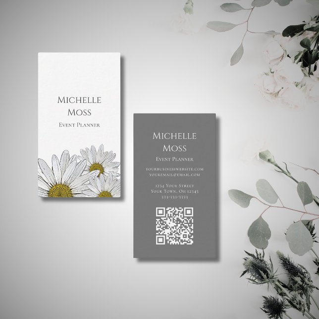 Tarjeta De Visita Daisies modernos código QR código Botánico moderno (Subido por el creador)