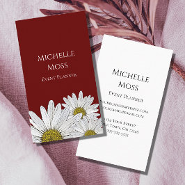 Tarjeta De Visita Daisies modernos floral roja moderna