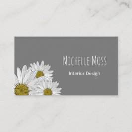 Tarjeta De Visita Daisies modernos gris botánico