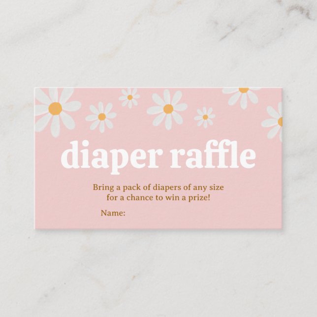 Tarjeta De Visita Daisy Baby Shower Diaper Raffle (Anverso)