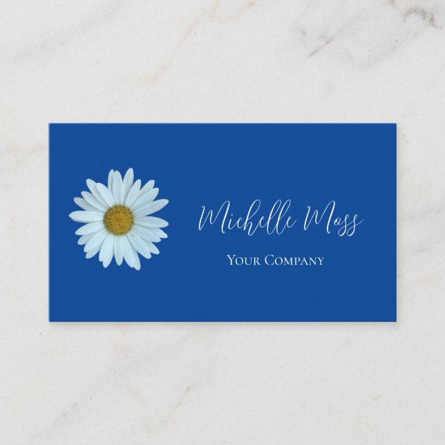 Tarjeta De Visita Daisy blanco simple botánico (Anverso)