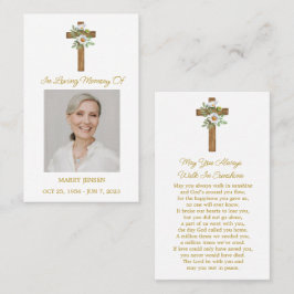 Tarjeta De Visita Daisy Cross Memorial Photo Funeral Prayer Card