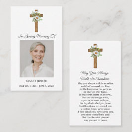 Tarjeta De Visita Daisy Cross Memorial Photo Funeral Prayer Card