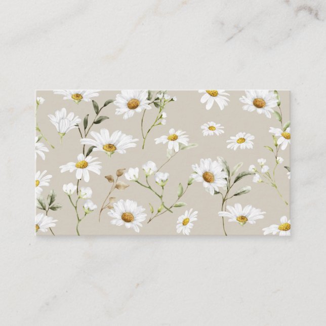 Tarjeta De Visita Daisy de firma con letra script beige (Anverso)