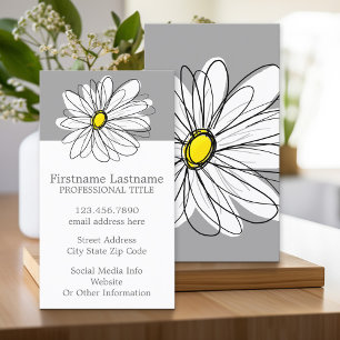 Tarjeta De Visita Daisy de moda con gris y amarillo