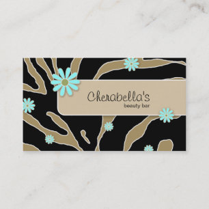 Tarjeta De Visita Daisy Flower Business Card Zebra Khaki BB