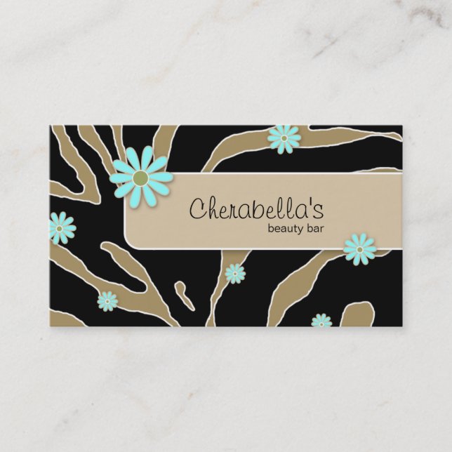 Tarjeta De Visita Daisy Flower Business Card Zebra Khaki BB (Anverso)