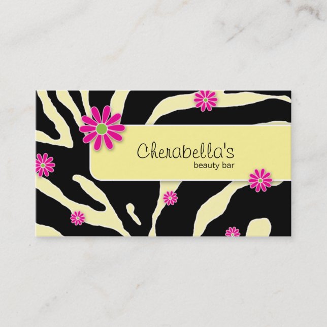 Tarjeta De Visita Daisy Flower Business Card Zebra Yellow PB (Anverso)