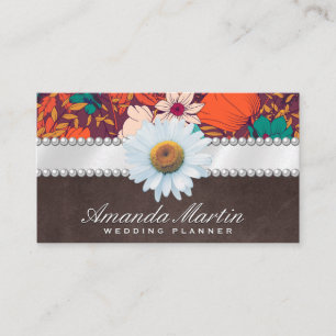 Tarjeta De Visita Daisy Flower   Cinta y Perlas   Ilustraciones