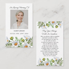 Tarjeta De Visita Daisy Memorial Photo Funeral Prayer Card