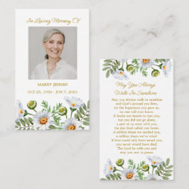 Tarjeta De Visita Daisy Memorial Photo Funeral Prayer Card