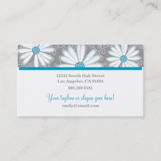 Tarjeta De Visita Daisy turquesa para los jardineros de invierno de  (Anverso)
