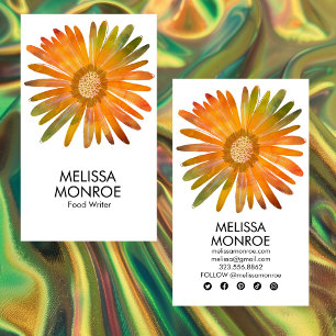 Tarjeta De Visita Daisy Watercolor Colorido con iconos de los medios