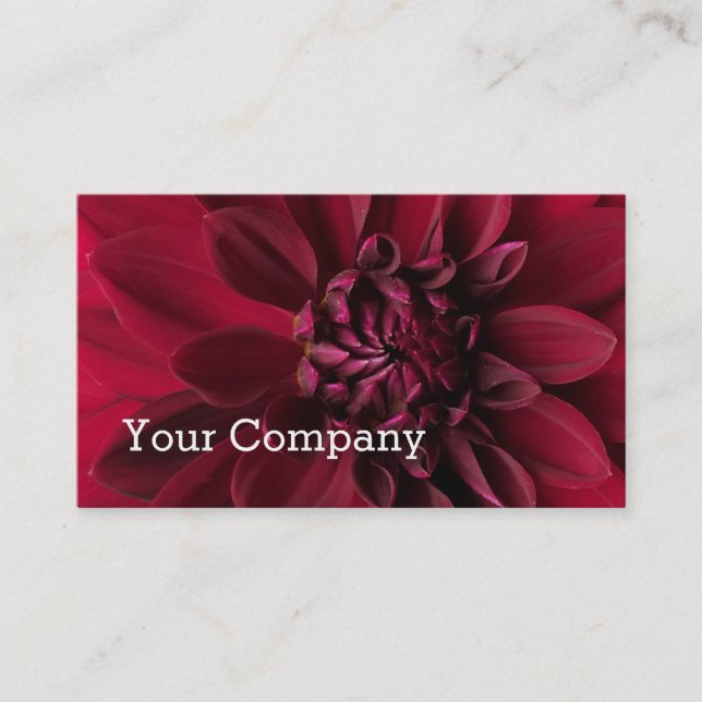 Tarjeta De Visita Dalia roja moderna fresca floral (Anverso)